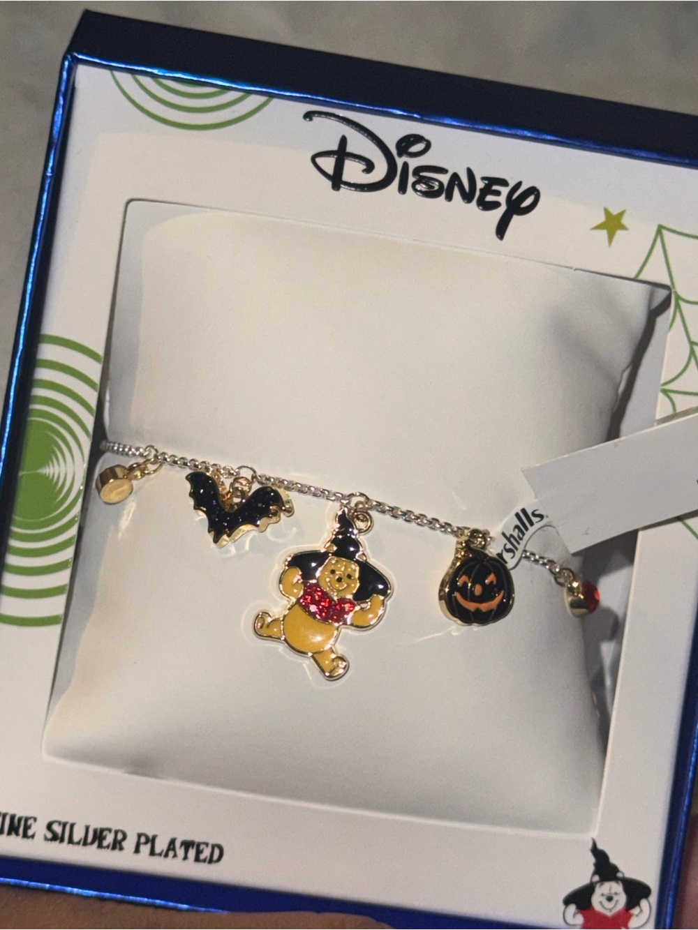 Disney Gold silver -Tone Halloween Charm Bracelet with Winnie the pooh Accents